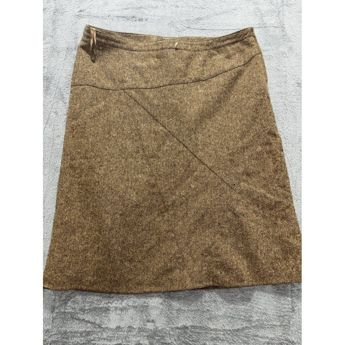 Women's Brown Tweed Wool Blend A-Line Skirt Size 12, photo 6 of 11
