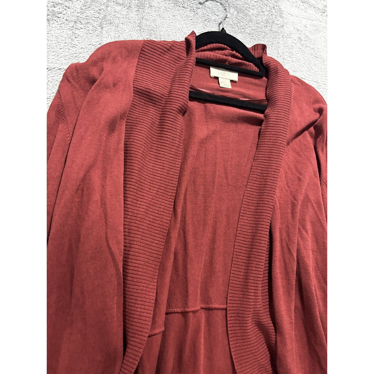 LOFT Outlet Womens XL Burgundy Open Front Waterfall Cardigan Sweater Casual