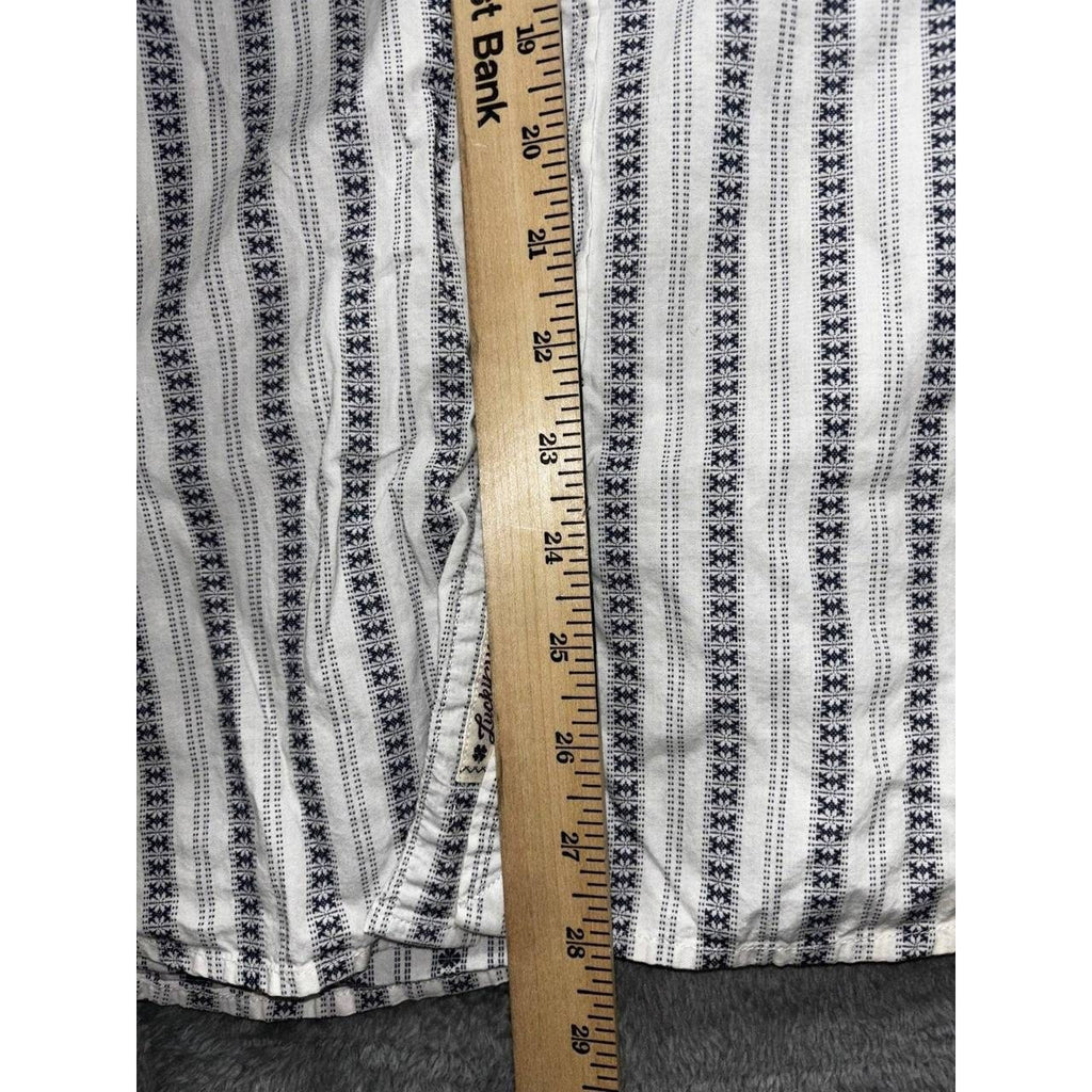 Lucky Brand Men's White Navy Stripe Western Shirt L, photo 5 of 9