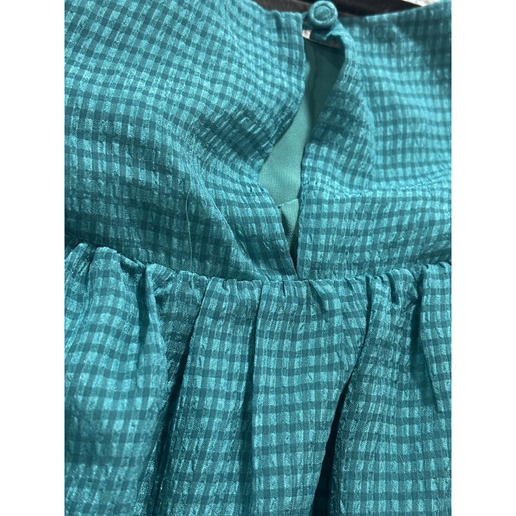 Maeve Womens 2 Teal Cold Shoulder Ruffle Sleeve Blouse