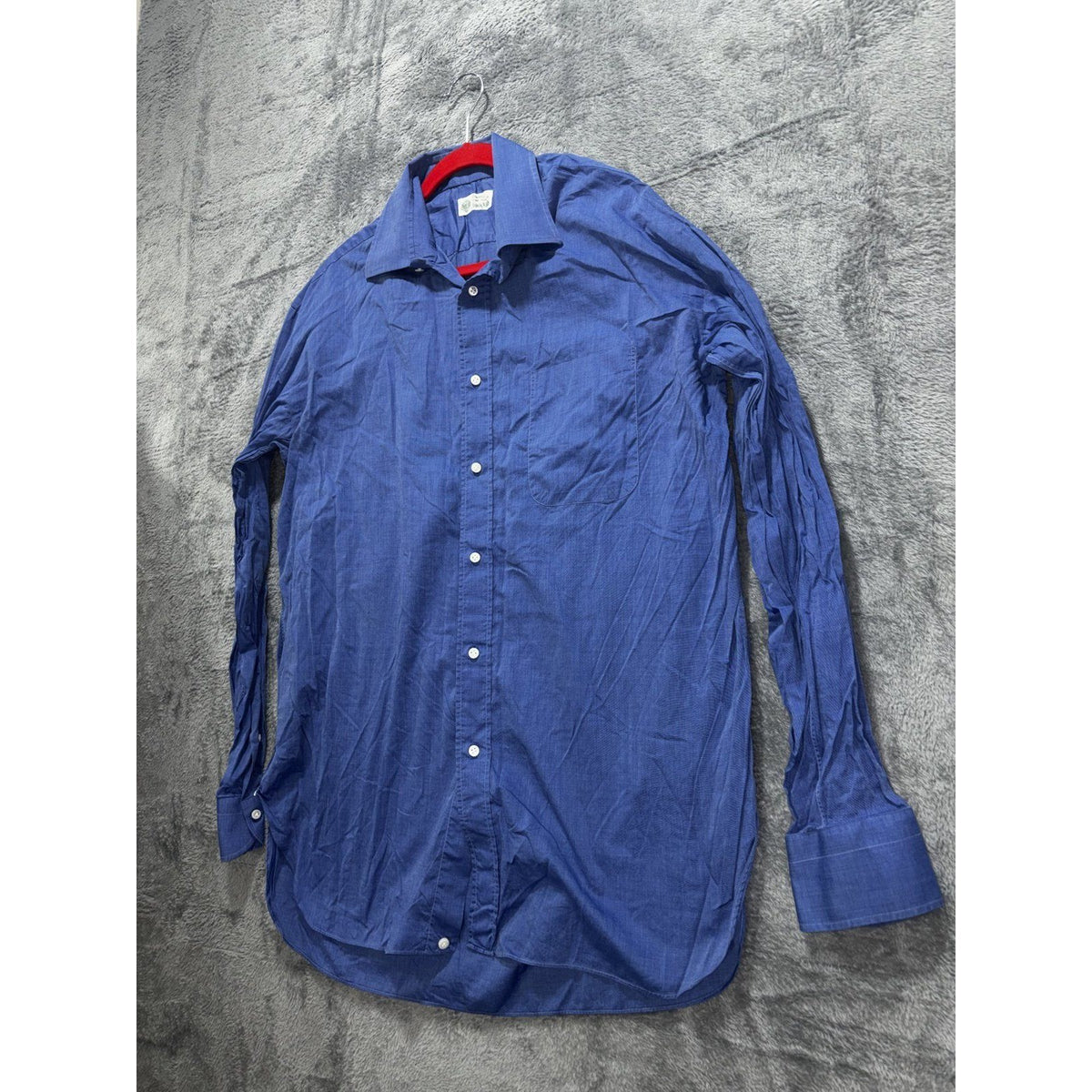 Borrelli Mens 16 1/2 42 Blue Long Sleeve Button Up Dress Shirt Italy Classic