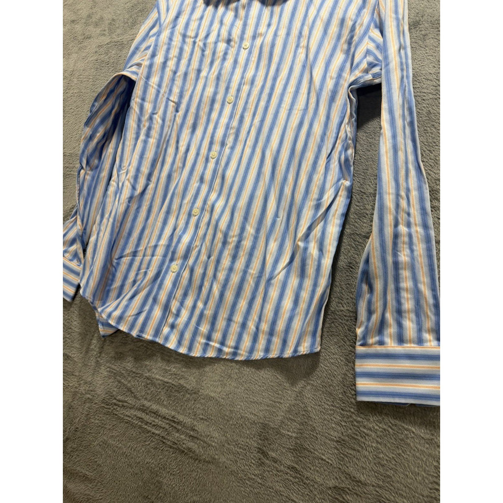 Banana Republic Mens L 16-16½ Blue Striped Non Iron Dress Shirt Classic Fit