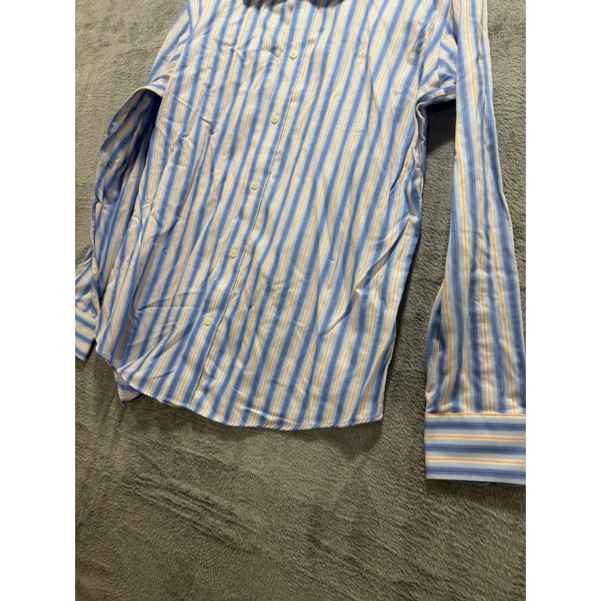 Banana Republic Mens L 16-16½ Blue Striped Non Iron Dress Shirt Classic Fit