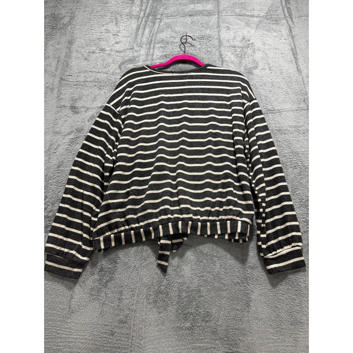 89th + Madison XL Black White Striped Long Sleeve Womens Top Casual Preppy