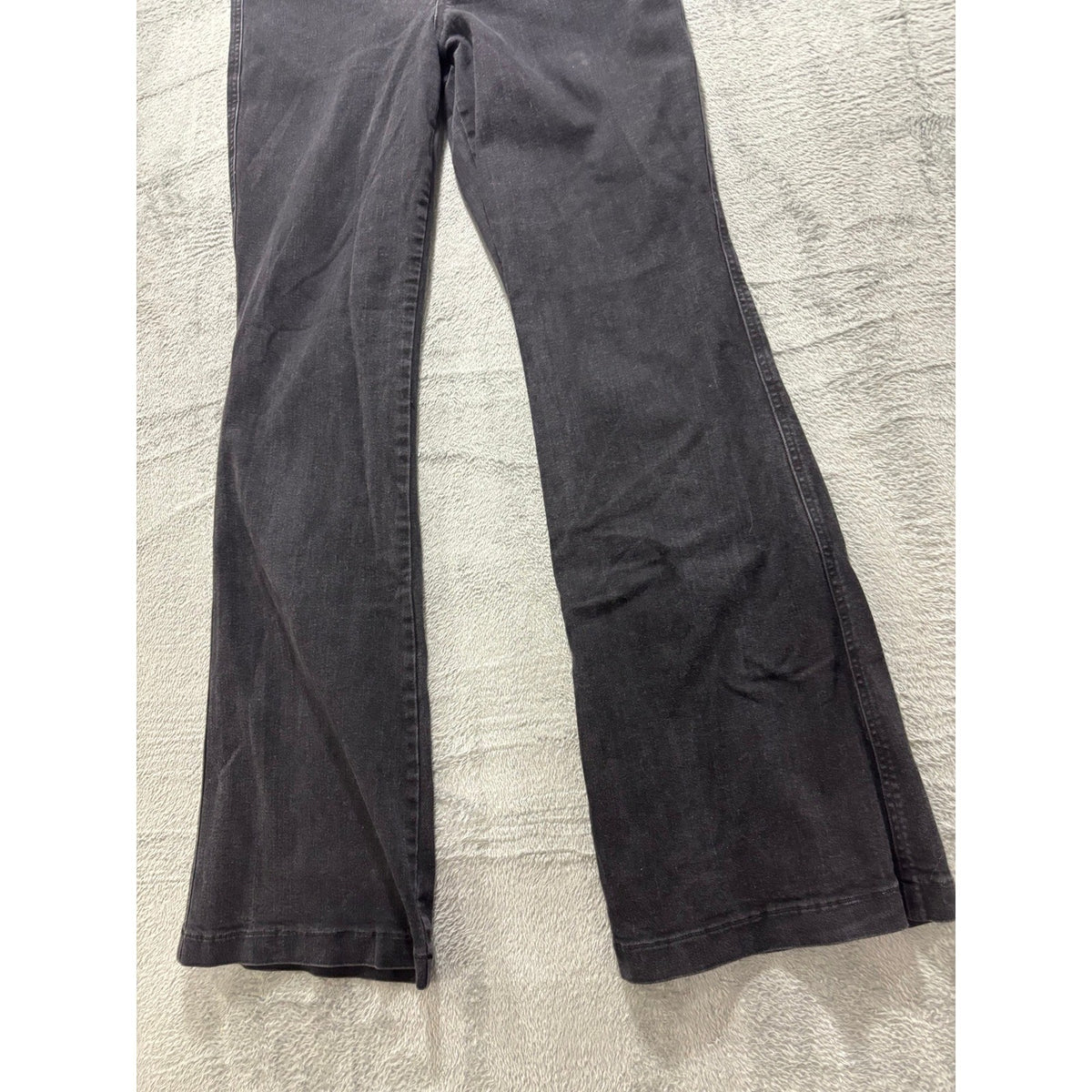 Spanx Womens 1X Black Flare Jeans High Rise Pull On Denim Slimming Casual Boho