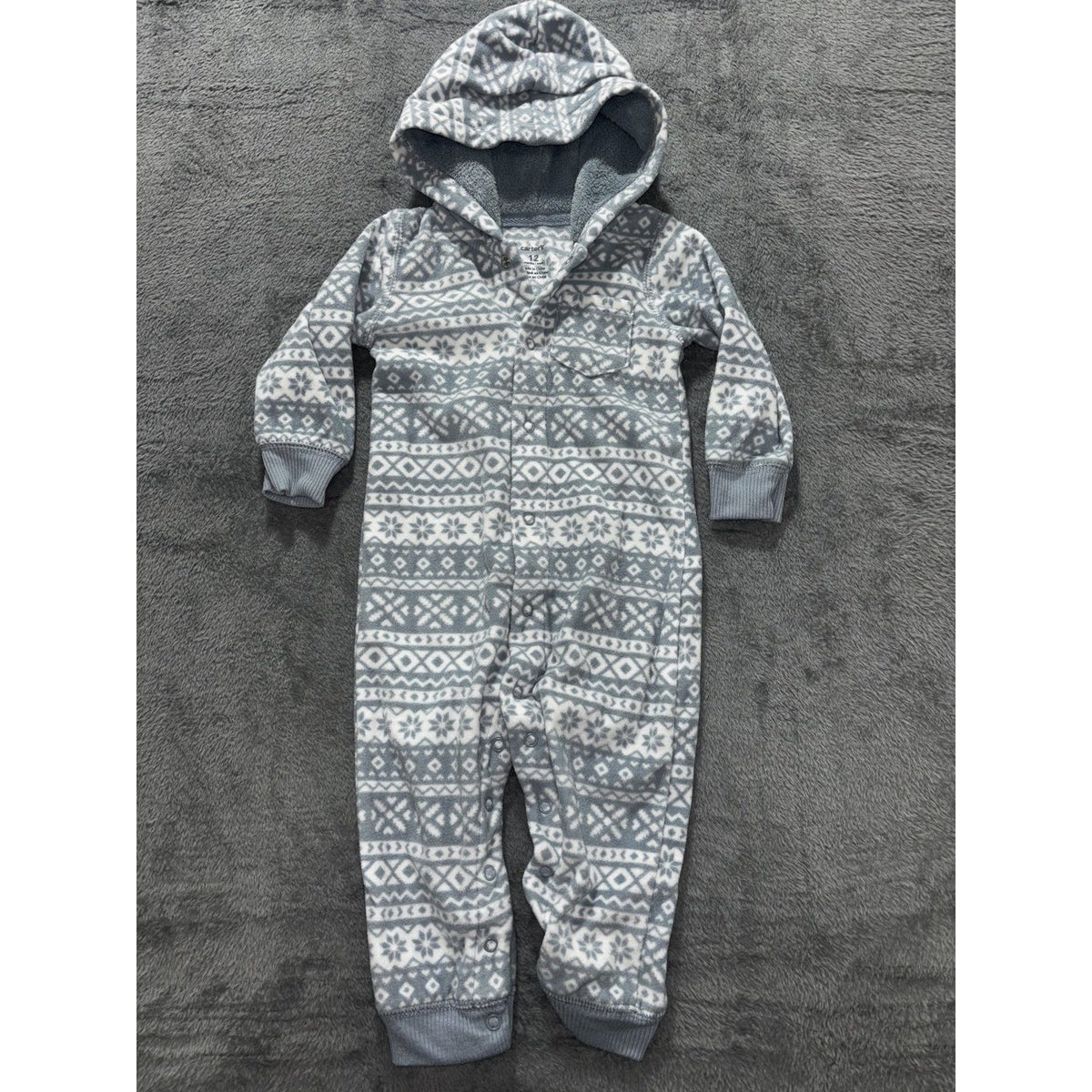 Carter's Baby Boy 12M 6 Piece Bundle Fleece Sleepers Cardigan Henleys Navy Gray