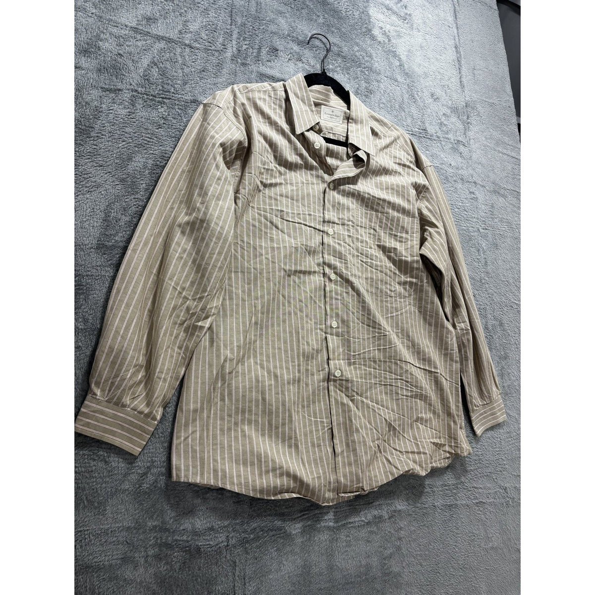 Ermenegildo Zegna Mens 41/16 Olive Striped Long Sleeve Button Up Dress Shirt