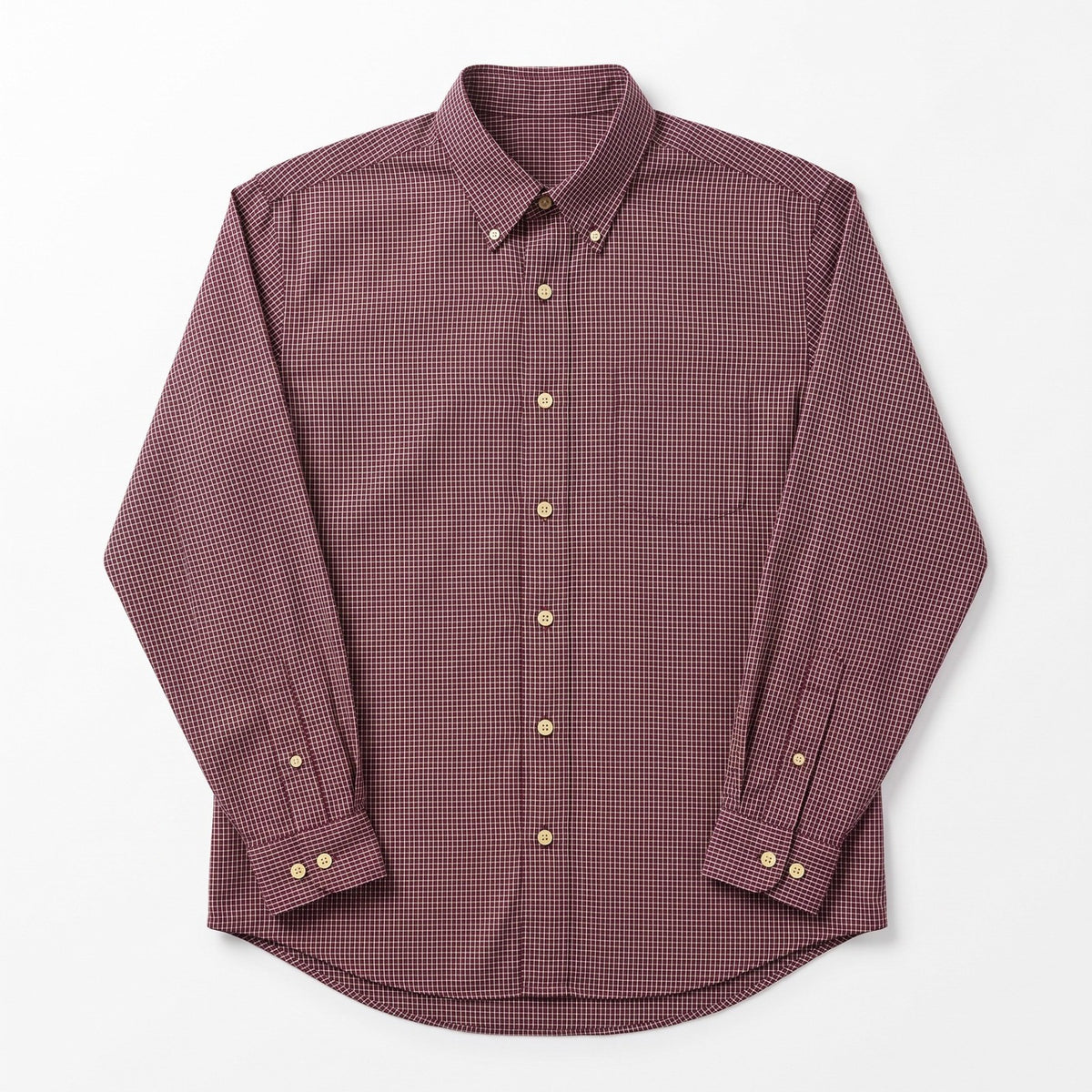 American Eagle XL Burgundy Check Long Sleeve Button Up Shirt Casual Preppy