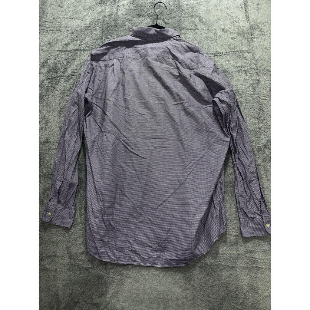 Polo Golf Ralph Lauren Mens L Purple Houndstooth Long Sleeve Button Up Shirt