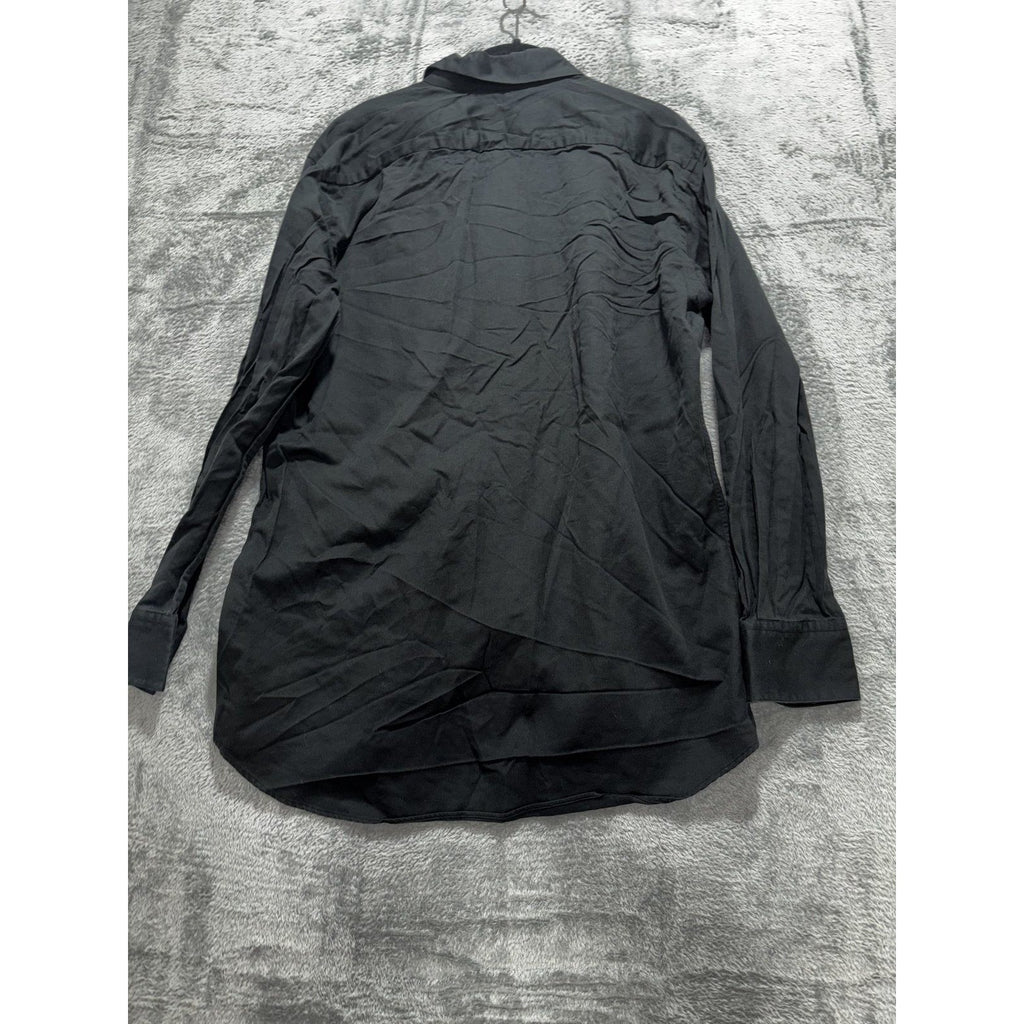 Hugo Boss Mens 15 1/2 34/35 Black Long Sleeve Button Up Dress Shirt
