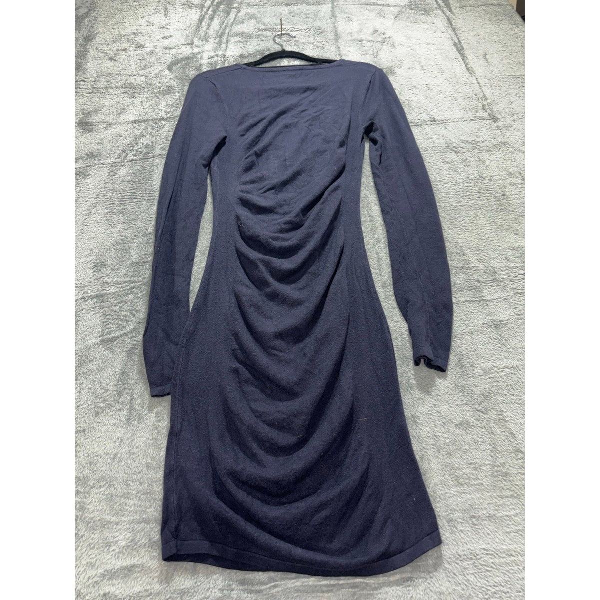 Express XS Navy Ruched Long Sleeve Dress Womens Casual Cozy Bodycon Mini