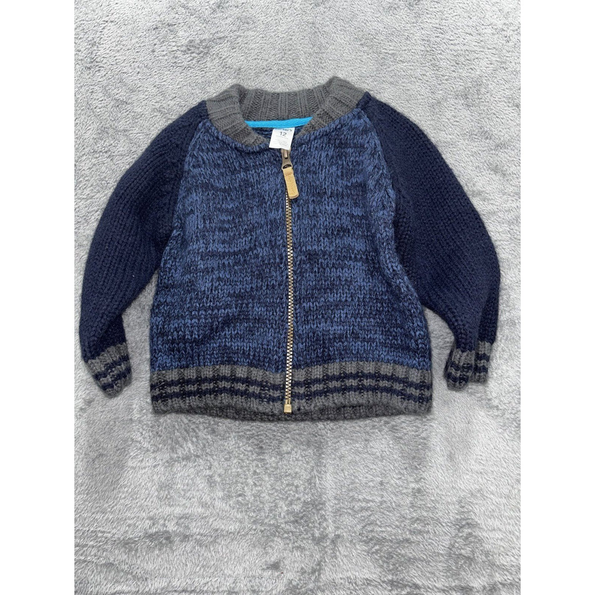 Carter's Baby Boy 12M 6 Piece Bundle Fleece Sleepers Cardigan Henleys Navy Gray