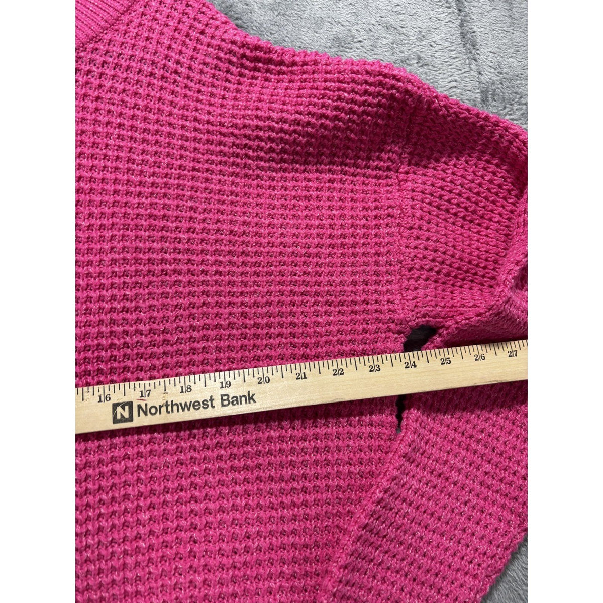 Time and Tru Womens XXL Hot Pink Waffle Knit Crewneck Sweater Cozy Casual