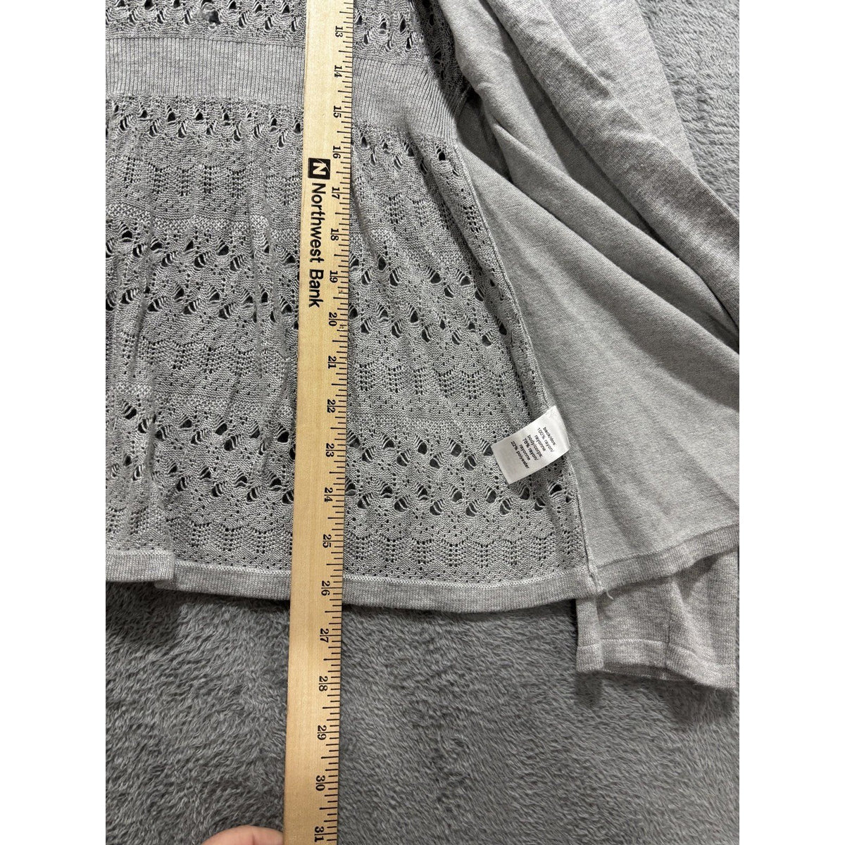 maurices Womens XL Heather Gray Open Front Cardigan Pointelle Knit Casual Cozy