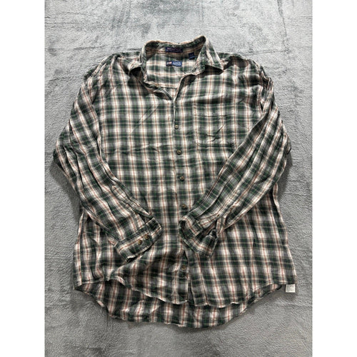 Arrow Men's Green Plaid Flannel Shirt Size XLT, photo 2 of 11