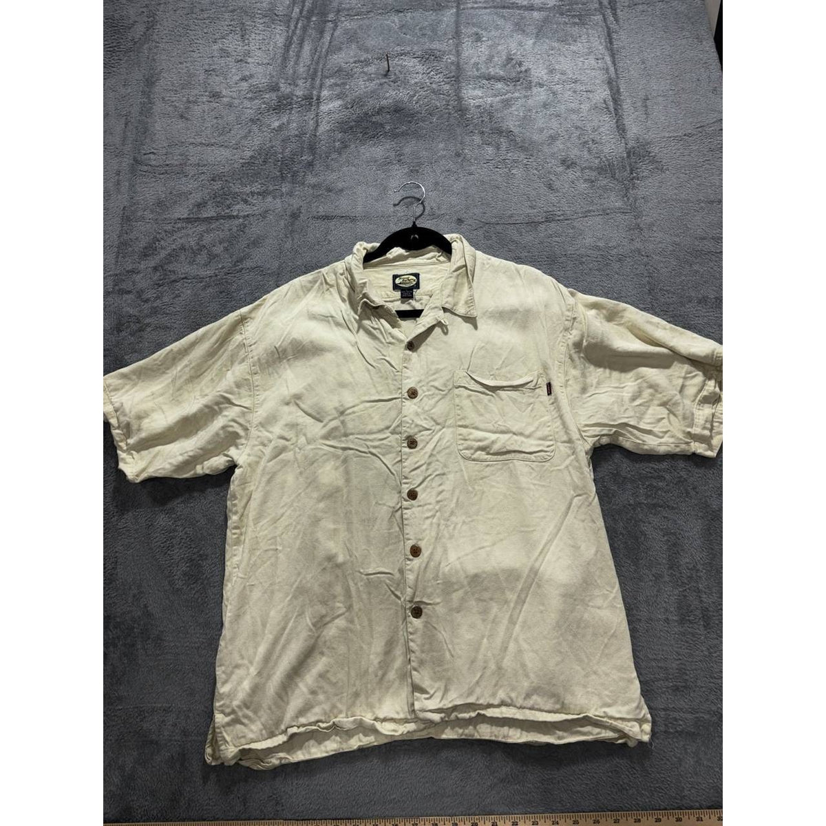 Tommy Bahama Men's Cream Palm Tree Camp Shirt Size L