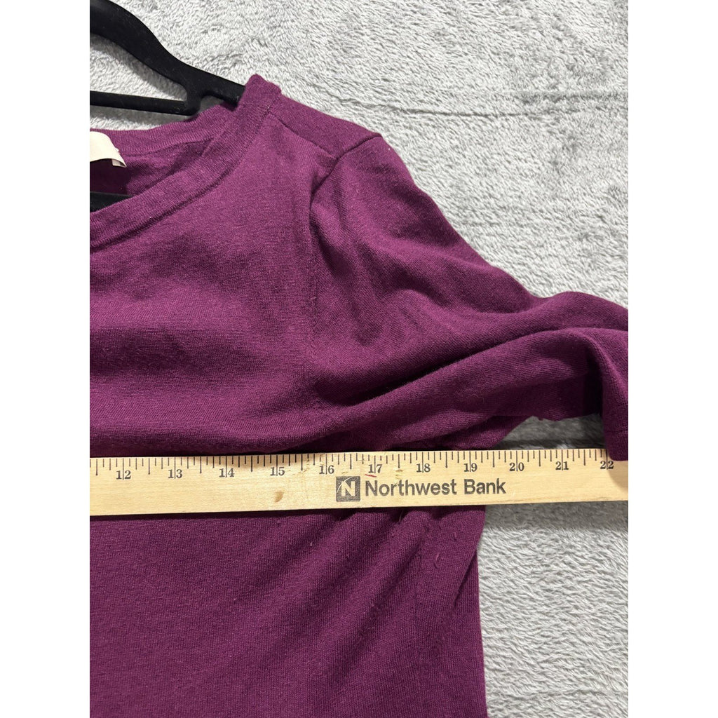Ann Taylor Loft Womens XL Plum Purple Peplum Top Short Sleeve Casual