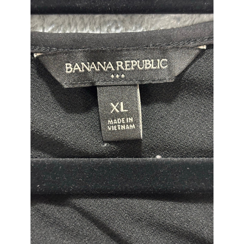 Banana Republic XL Black Womens V-Neck Blouse Long Sleeve Casual Vintage Top