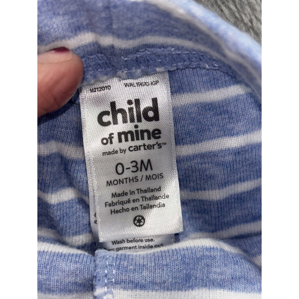 Child of Mine Carter's Baby Boy 0-3M 5 Piece Bundle Top Pants Bodysuits Blue