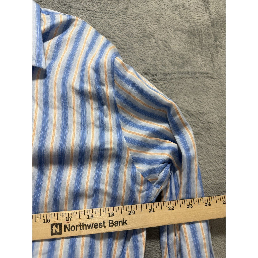 Banana Republic Mens L 16-16½ Blue Striped Non Iron Dress Shirt Classic Fit