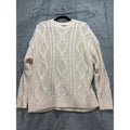 Trendy Queen M Cream Cable Knit Sweater Womens Cozy Casual Boho