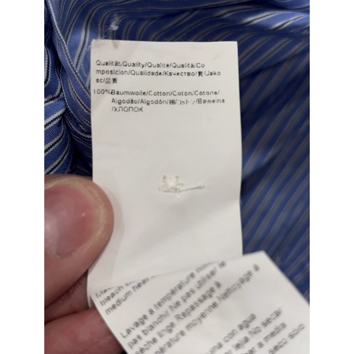 Hugo Boss Mens 15 1/2 34/35 Blue Stripe Long Sleeve Button Up Dress Shirt