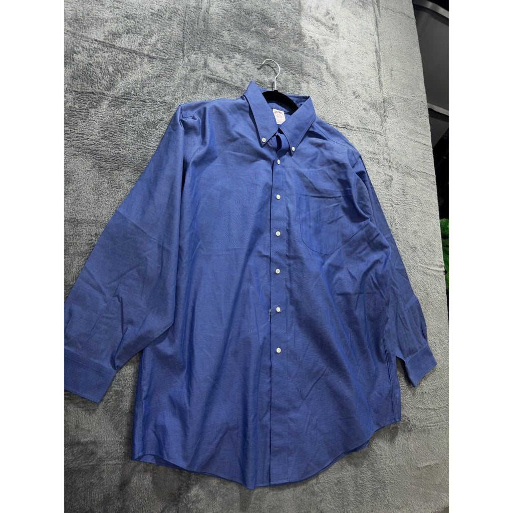 Brooks Brothers Mens 17-33 Blue Long Sleeve Button Down Dress Shirt
