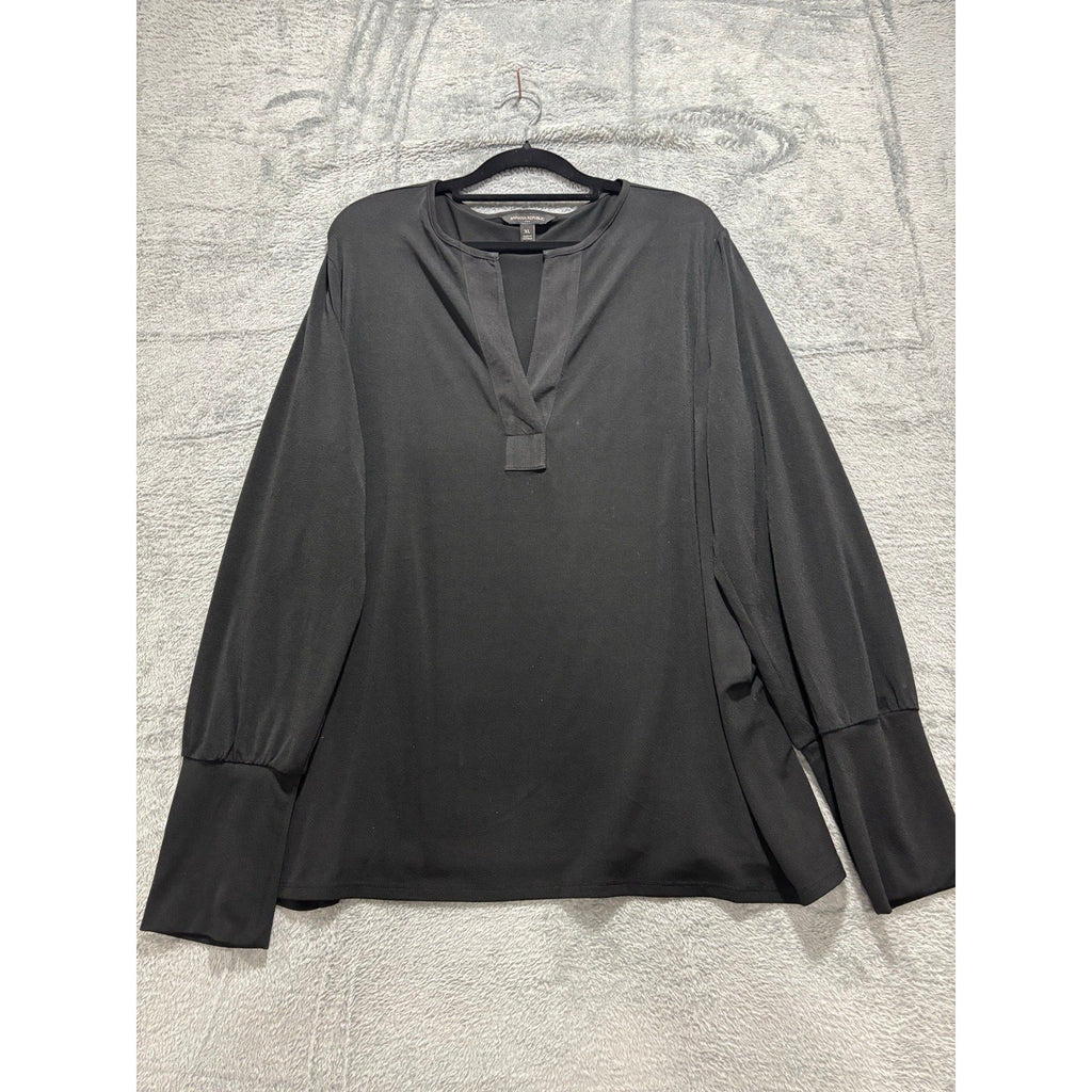 Banana Republic XL Black Womens V-Neck Blouse Long Sleeve Casual Vintage Top