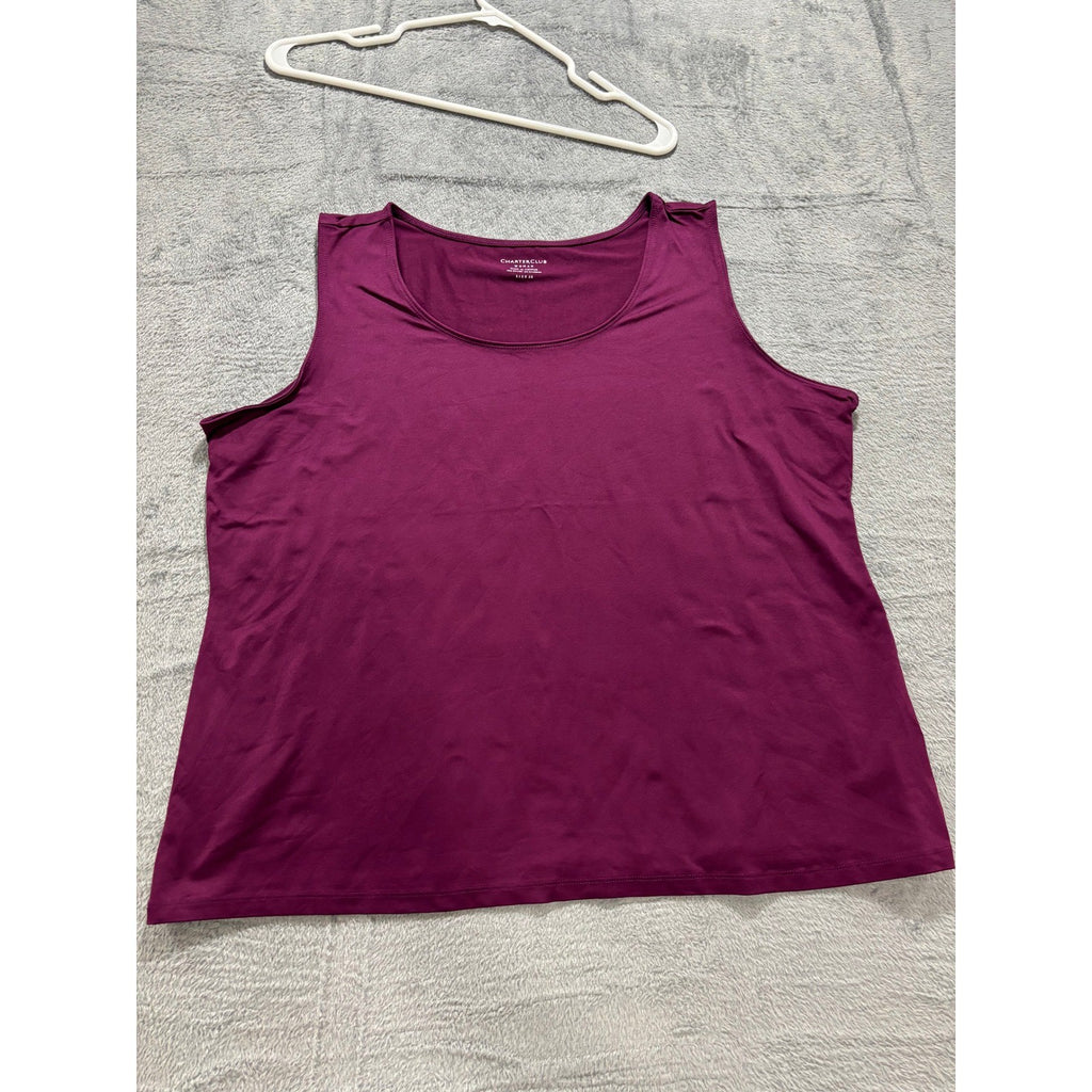 Charter Club 2X Purple Tan Orange Womens Tank Top Lot of 3 Casual Athleisure Set