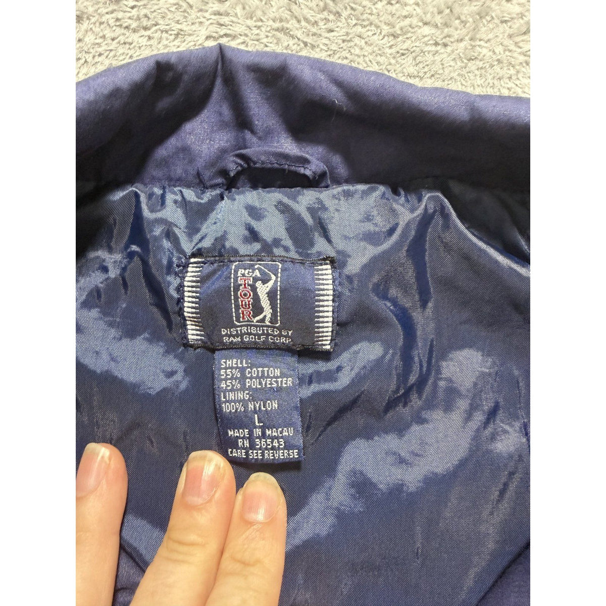 PGA Tour Mens L Navy Blue Windbreaker Jacket Golf Casual