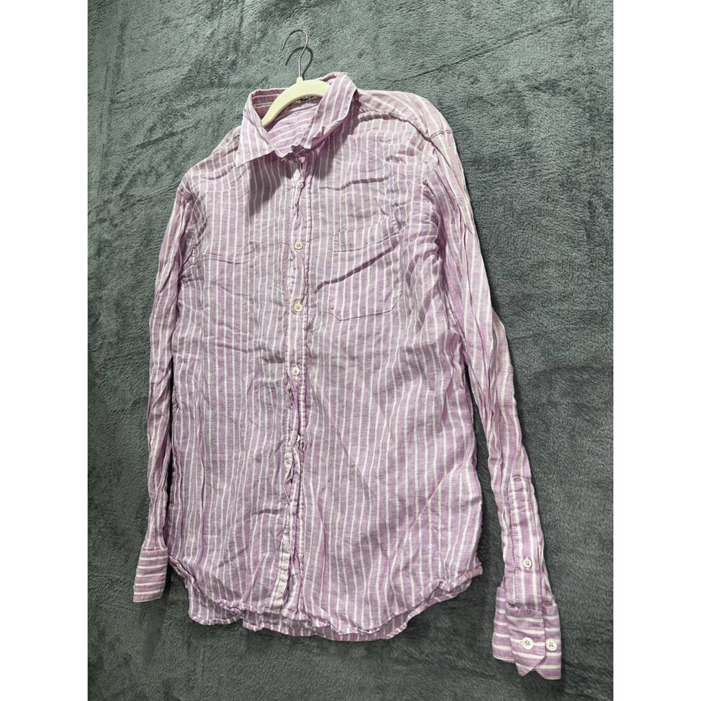 Bugatchi Men's Purple Striped Linen Shirt Size XL, photo 2 of 11