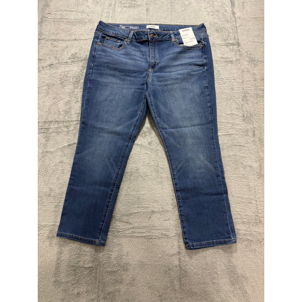 Sonoma 18PS Blue Straight Leg Everyday Jean Womens Casual Vintage Mid Rise Denim