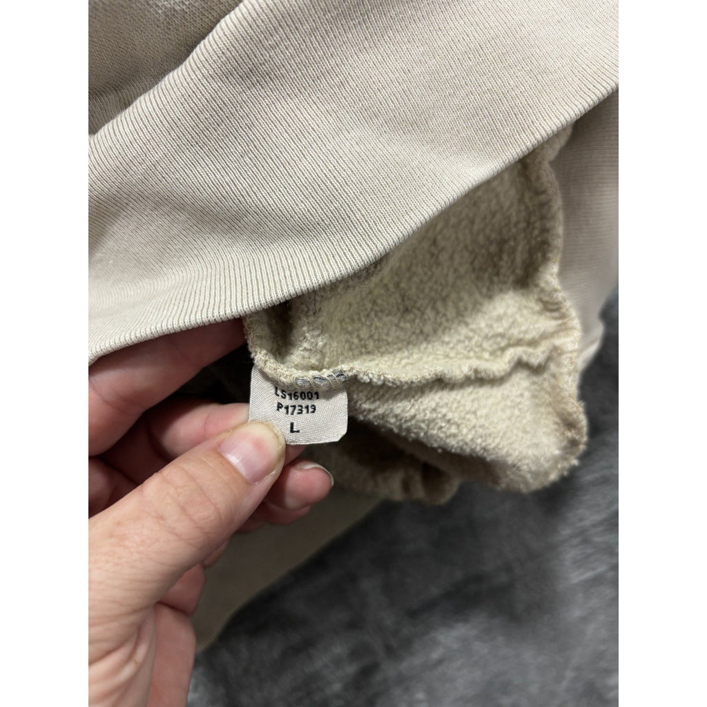 Lane Seven Womens L Stone Beige Embroidered Pullover Hoodie Sweatshirt Casual