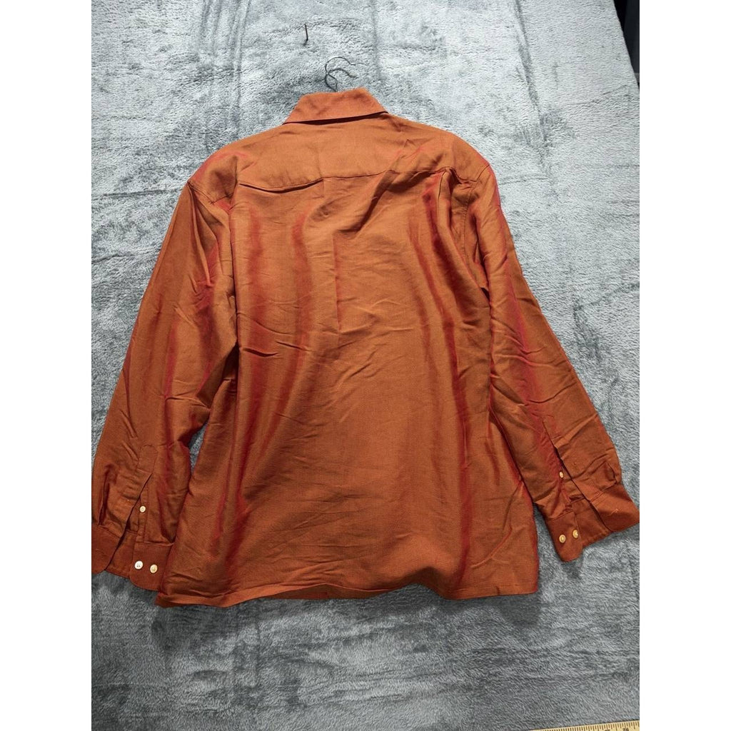 Bugatchi Men's Rust Orange Dress Shirt Size L, photo 6 of 10