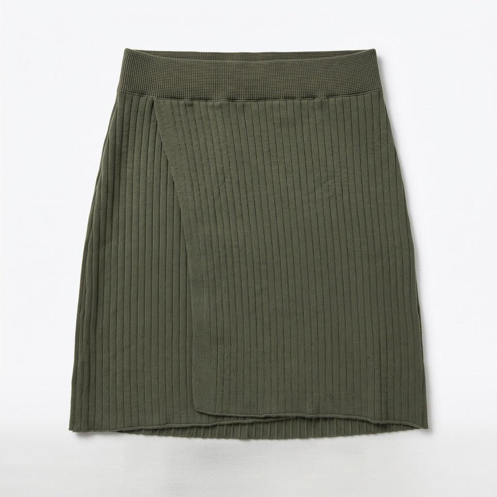 Free People XS Green Ribbed Knit Wrap Mini Skirt Womens Boho Casual