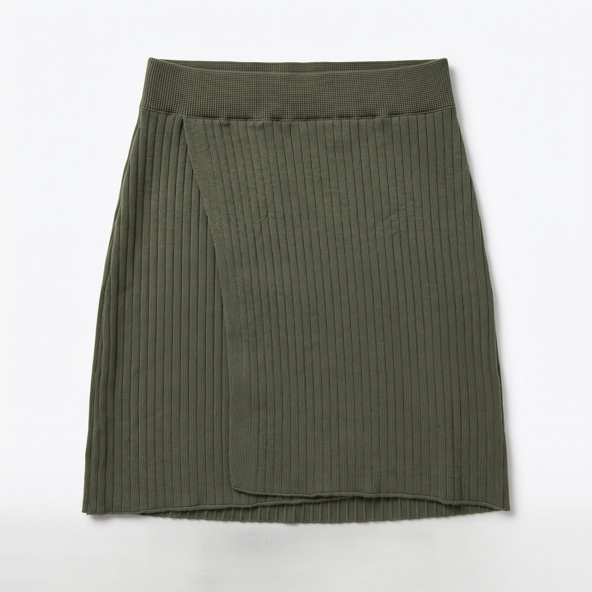 Free People XS Green Ribbed Knit Wrap Mini Skirt Womens Boho Casual
