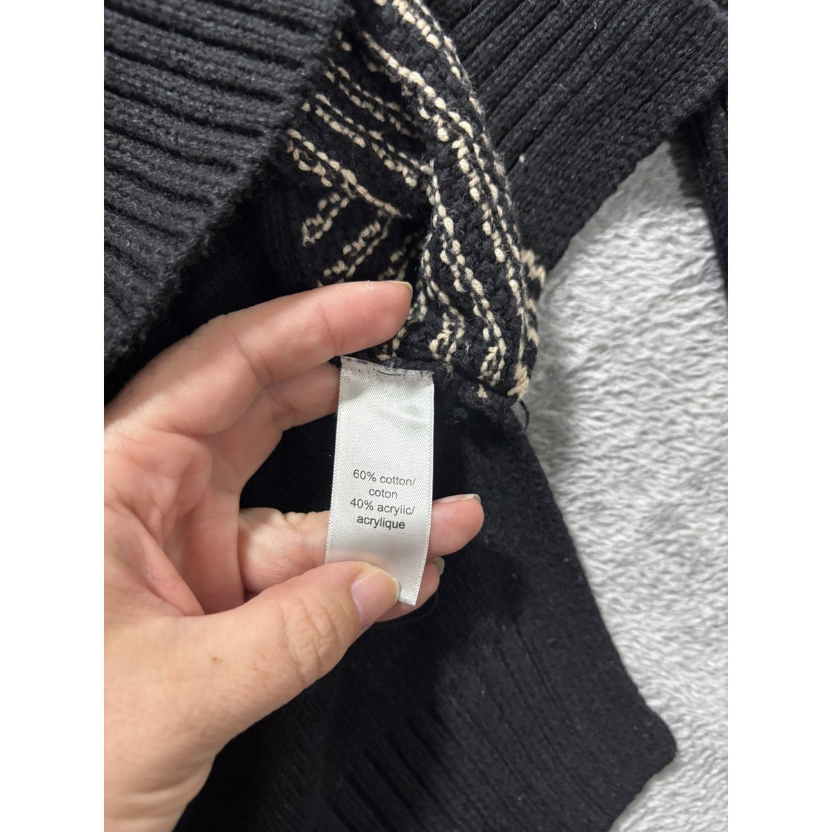Maurices Womens L Black Tan Fair Isle Cowl Neck Sweater Cozy Casual