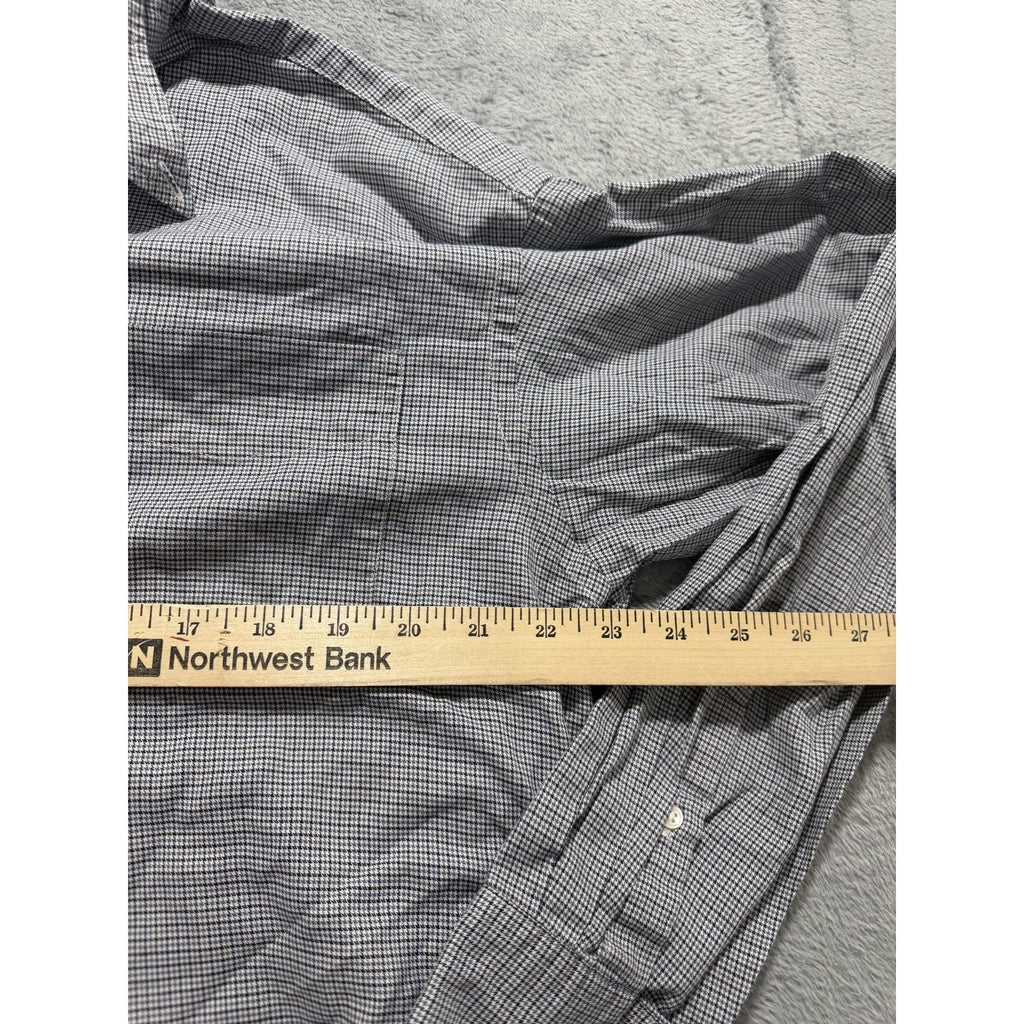 Banana Republic Mens M Gray Navy Micro Check Button Up Shirt Casual