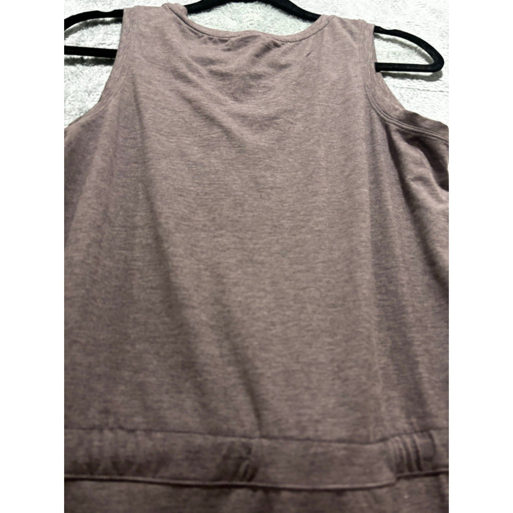 Members Mark Favorite Soft Dress Womens M Plum Heather Sleeveless Drawstring NWT