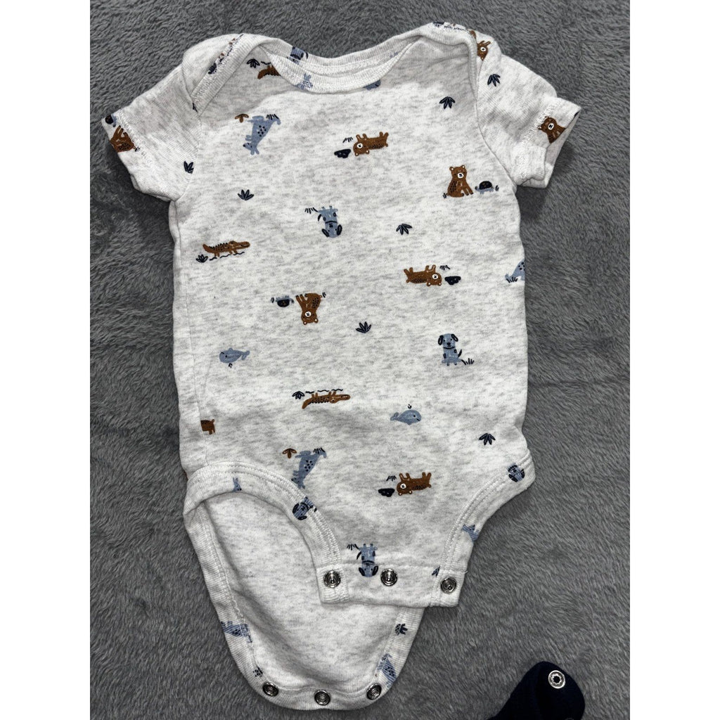 Child of Mine Carter's Baby Boy 0-3M 5 Piece Bundle Top Pants Bodysuits Blue