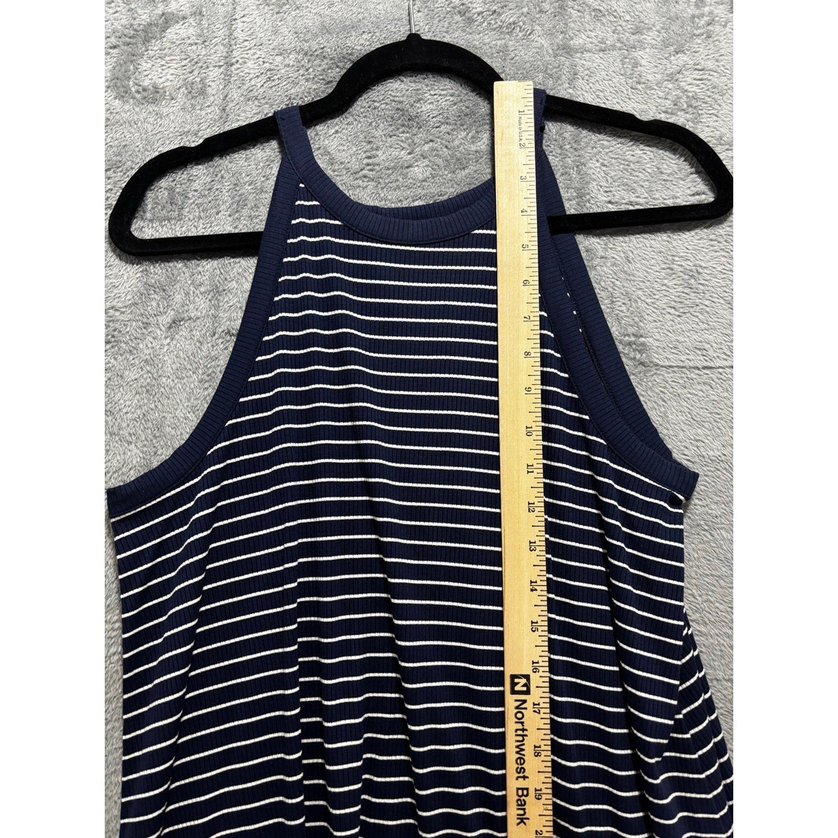 Old Navy M Womens Navy Blue White Striped Halter Dress Athleisure Preppy Mini