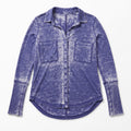 Alternative Womens S Purple Burnout Long Sleeve Button Front Shirt Top