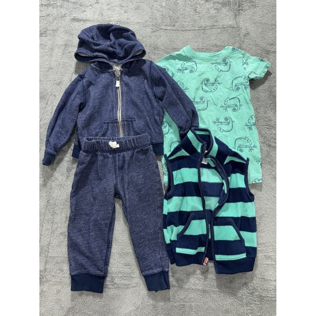 Carter's Baby Boy Navy Romper Hoodie Lot 4 Pc 24M