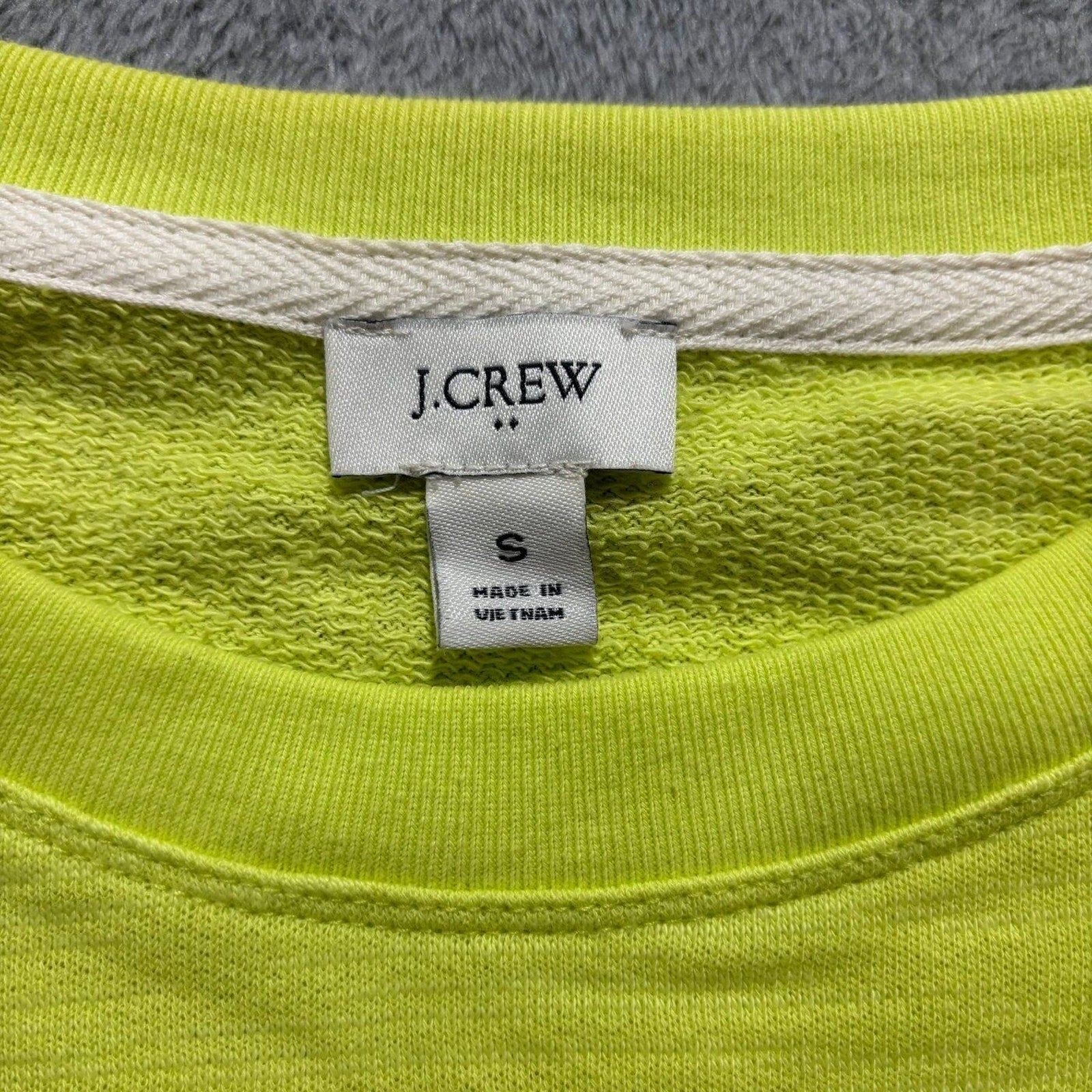 J.Crew S Neon Yellow Womens Sweatshirt Casual Cozy Cotton Pullover