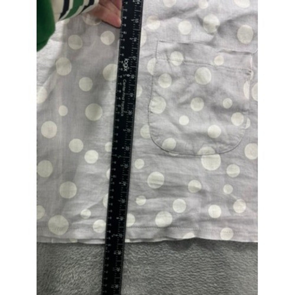 Made Italy Blouse Womens L Polka Dot Linen Oversized Boxy Pocket Minimal