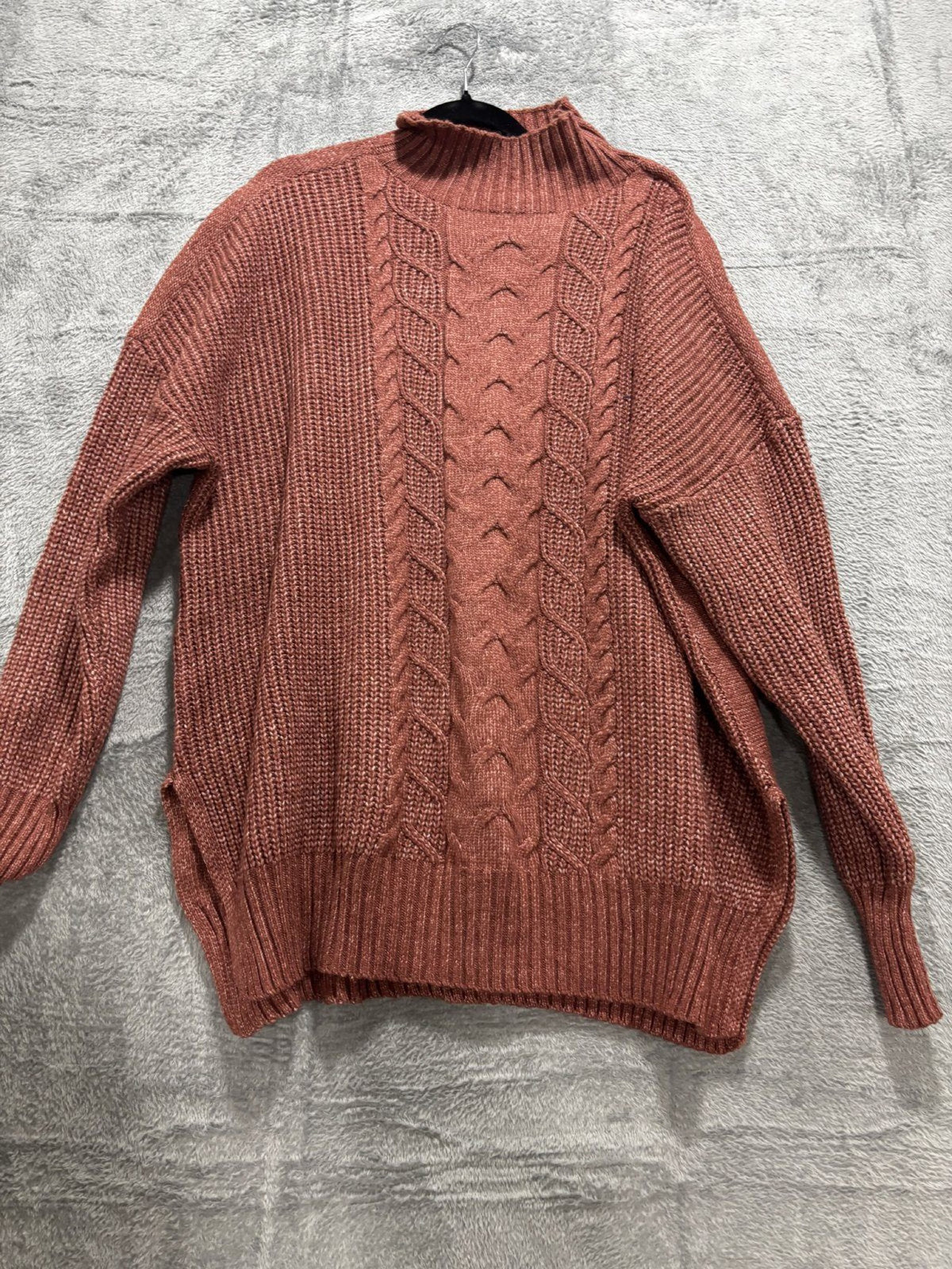 Maurices Womens XXL Rust Cable Knit Mock Neck Sweater Cozy Casual