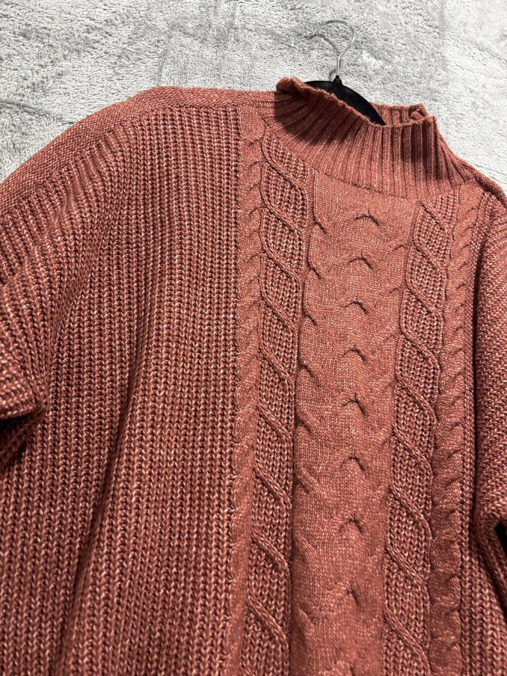 Maurices Womens XXL Rust Cable Knit Mock Neck Sweater Cozy Casual
