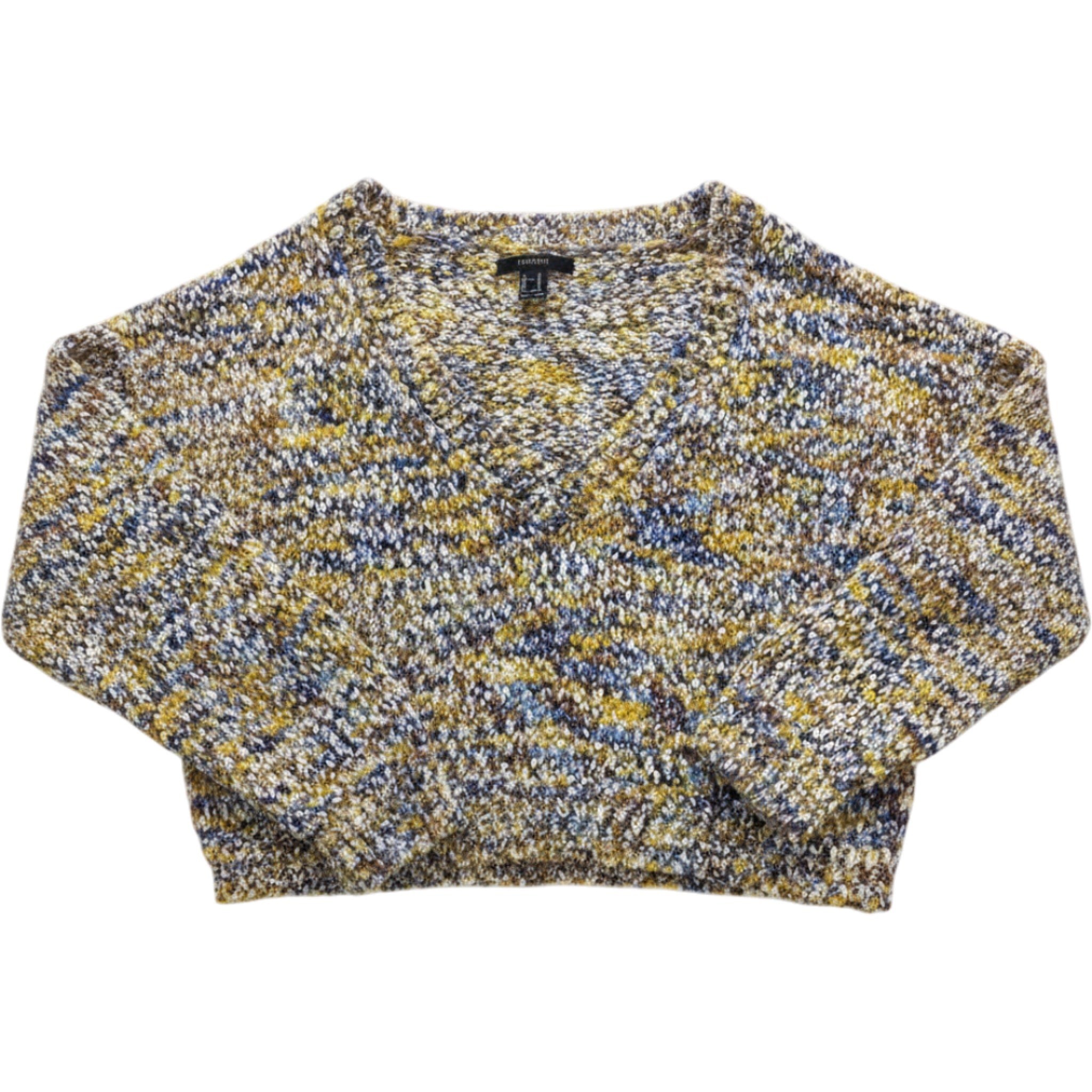Forever 21 Marled Knit Sweater Womens Medium Multicolor Chunky V-Neck