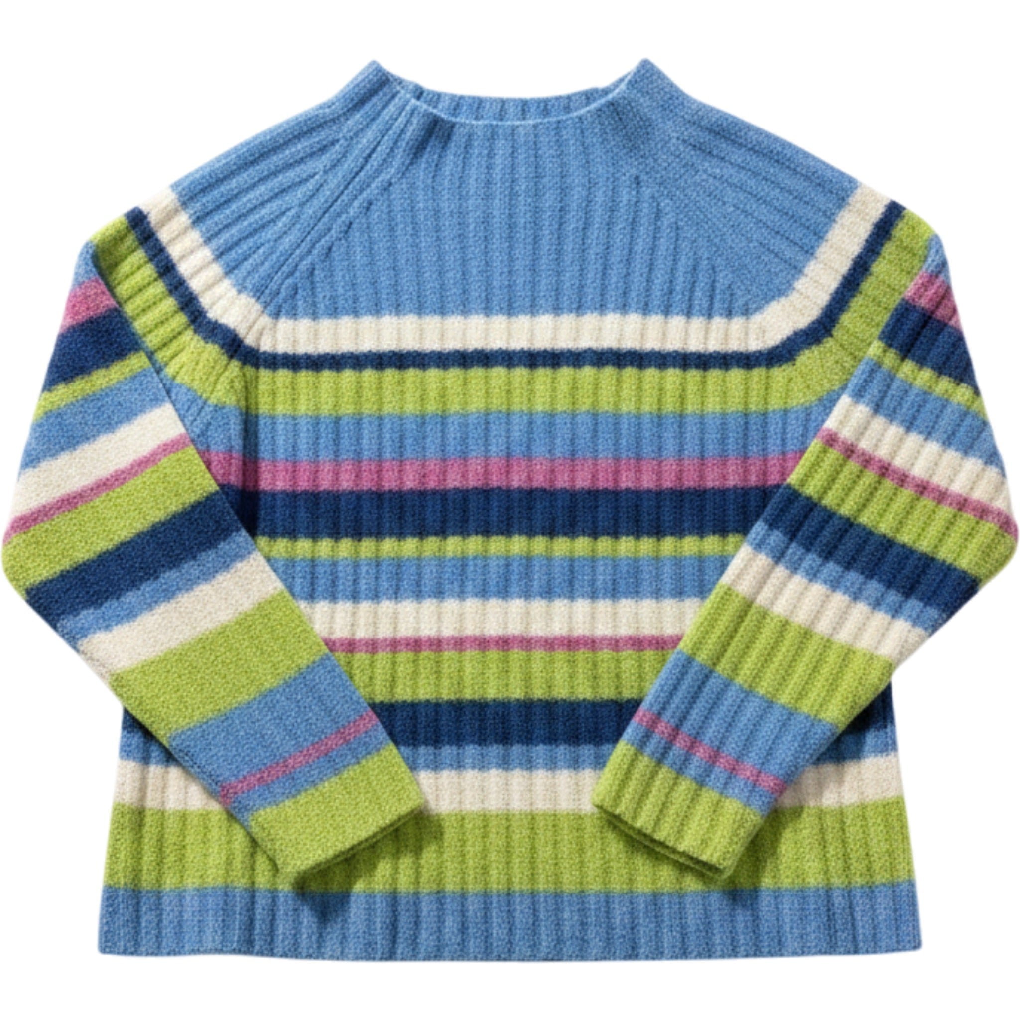 St Johns Bay Cozy Striped Sweater XL Blue Green Colorblock Soft Knit Pullover