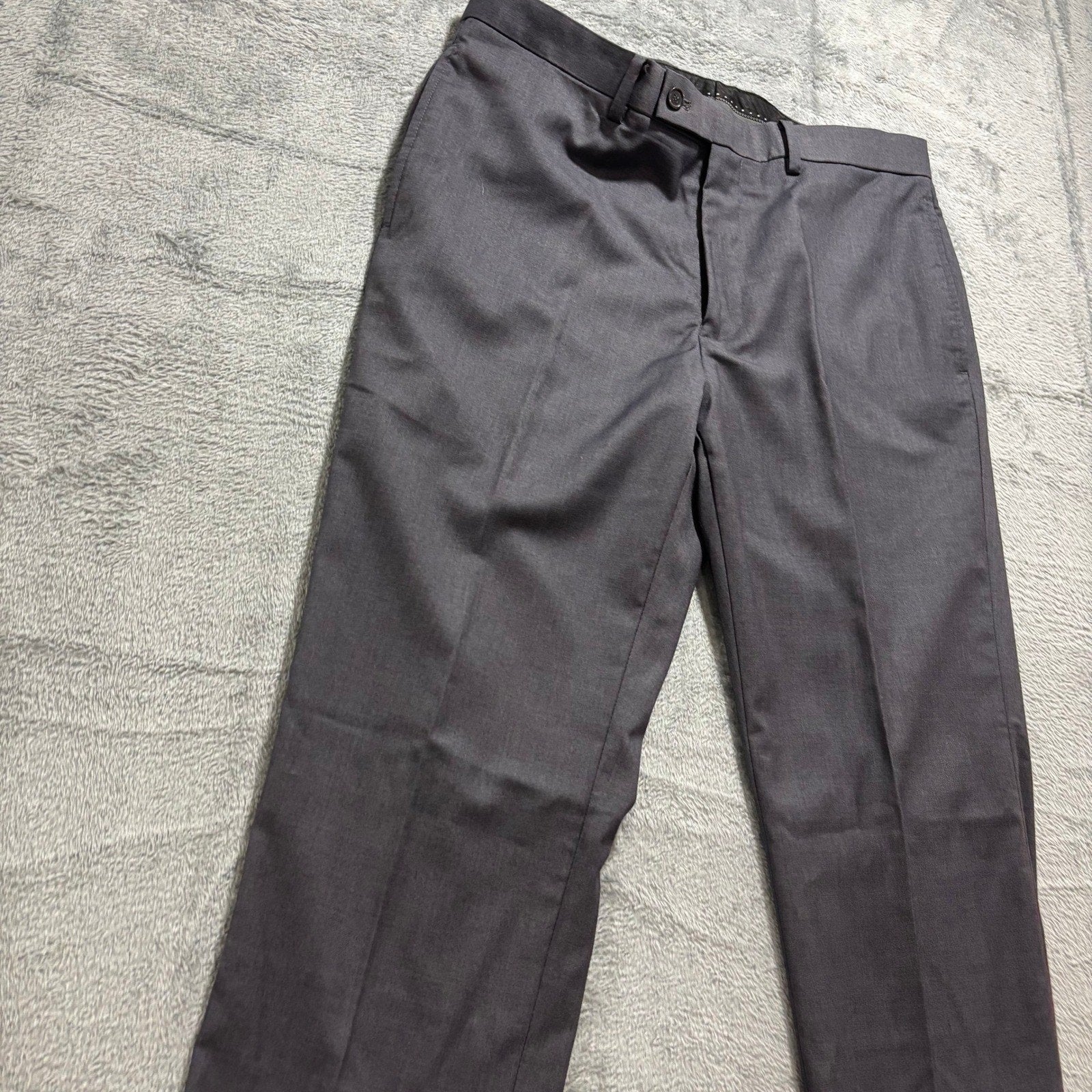 Gianco Ferro Mens 34x34 Gray Slim Fit Dress Pants Flat Front Preppy Career Wool